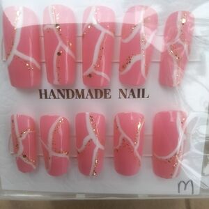 Pink and Gold Handmade Nail Set